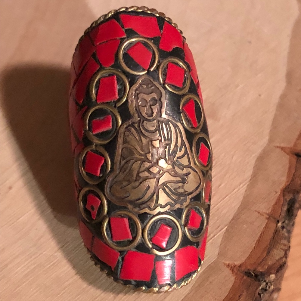 Vintage Coral Buddha Ring
